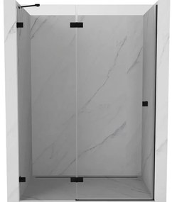 Mexen, Mexen Lunar ľavé výklopné sprchové dvere 135 cm, transparentné, čierne - 834-135-000-70-00-L