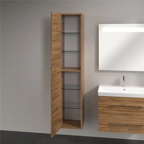 VILLEROY &amp; BOCH Avento závesná vysoká skrinka, 2 dvierka, pánty vľavo, 350 x 372 x 1760 mm, Oak Kansas, A89400RH