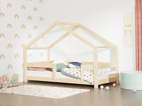 Nelakovaná detská posteľ domček LUCKY s pevnou bočnicou 90x190 cm