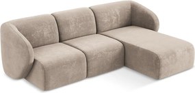 Svetlohnedá ženilková rohová pohovka (pravý roh/s leňoškou) Lani – Makamii