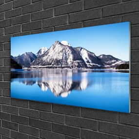 Obraz na skle Jazero hory príroda 125x50 cm