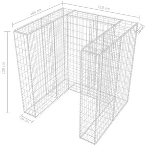 Gabiónová ohrada na odpadkový kôš, oceľ 110x100x120 cm