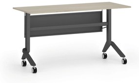 Mobilný stôl PRIMO MOVE, 1400 x 600 mm, čierna podnož, dub prírodný