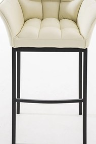 Barová stolička Damas B4 - koženka, čierny rám - Krémová