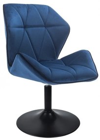LuxuryForm DESIGN Stolička MILANO MAX VELUR na čiernom tanieri - modrá