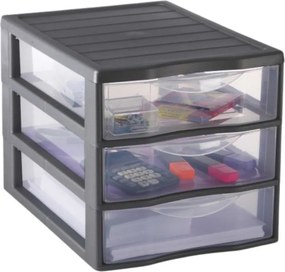 SUNDIS 2. akosť - Úložný box s 3 zásuvkami, antracit, OFFICEMIX A4 3A