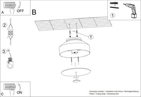 Stropné svietidlo Omiq, 1x olivovo zelené kovové tienidlo, (biely plast), (fi 30 cm)