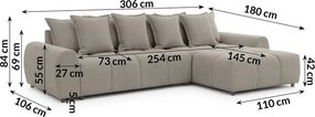 Taupe rohová pohovka (pravý roh/s leňoškou) Albane – Ropez