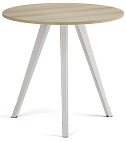 Konferenčný stôl PRIMO ZEN, priemer 80 cm, biela podnož, dub prírodný
