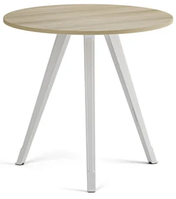 Konferenčný stôl PRIMO ZEN, priemer 80 cm, biela podnož, dub prírodný