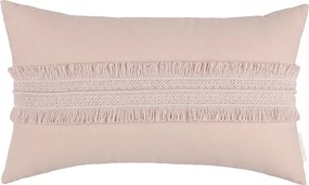 Boho obdĺžnikový vankúš s čipkou púdrovo ružová 35×60cm