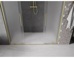 Mexen Velar L Duo, posuvné sprchové dvere do otvoru 180 cm, 8mm sklo námraza, zlatá matná, 871-180-003-32-55