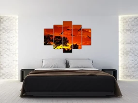 Obraz vtákov pri západe slnka (150x105 cm)