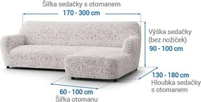 Bielastické poťahy VITTORIA smotanová sedačka s otomanom vpravo (š. 170 - 300 cm)