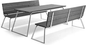 Zostava nábytku ARCTIC, 1 stôl, 2 lavice s operadlami