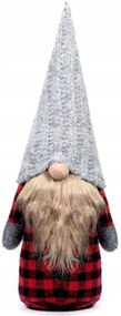 Vianočný škriatok 40 cm - károvaný - červený