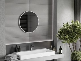 Mexen Loft kúpeľňové zrkadlo okrúhle 60 cm, biely rám - 9850-060-060-000-20