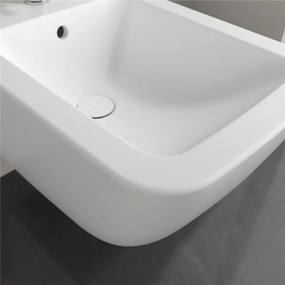 VILLEROY &amp; BOCH Venticello závesný bidet s otvorom, s prepadom, 375 x 560 mm, Stone White, s povrchom CeramicPlus, 441100RW