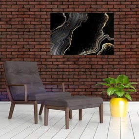 Obraz - Čierno-zlatý mramor (90x60 cm)