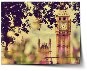 Sablio Plagát Londýn Big Ben Flowers - 90x60 cm