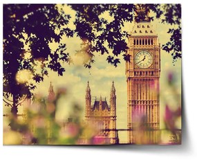 Sablio Plagát Londýn Big Ben Flowers - 90x60 cm