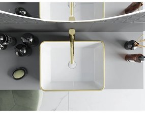 Mexen Catia, umývadlo na dosku 48x37x14 cm, biela lesklá-zlatý vzor, 21314809