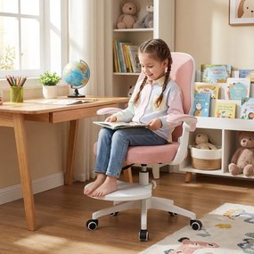 Detská otočná stolička Neoseat JUNI 009 s podnožou — látka, ružová