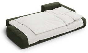 Zelená zamatová rozkladacia/s úložným priestorom rohová pohovka (pravý roh/s leňoškou) Linz – Cosmopolitan Design