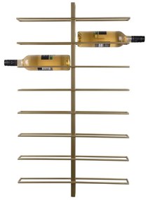 Nástenný kovový regál na víno v zlatej farbe počet fliaš 16 Dual – PT LIVING