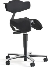 Sedlová stolička EPSOM, s opierkou chrbta a hojdacím mechanizmom, čierna