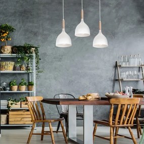 Luster na lanku NOAK WOOD 3xE27/15W/230V biela/buk