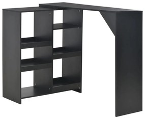 Barový stôl s pohyblivou poličkou, čierny 138x39x110 cm