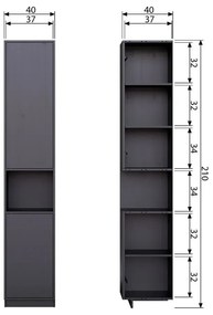 Čierna modulárna skrinka z borovicového dreva 40x210 cm Finca – WOOOD
