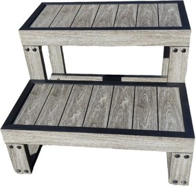 Schodíky do vírivky do vane s hydromasážou pre záhradnú lavičku, šedé, hladké