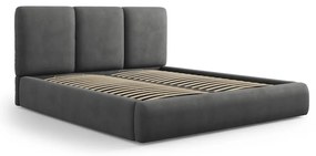 Sivá čalúnená dvojlôžková posteľ s úložným priestorom s roštom 160x200 cm Brody – Mazzini Beds
