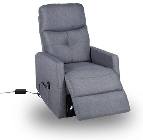 TV kreslo MODO PLUS s elektrickým polohovaním — látka, sivá, nosnosť 130 kg