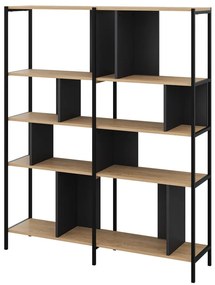 Knižnica v dekore duba v čierno-prírodnej farbe 144x175 cm Alabama – Marckeric