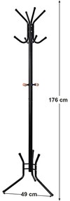 SongmicsHome Stojanový vešiak SAMUEL 49x176cm, čierna