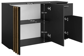 Komoda TOLIS 3D1S, čierna
