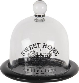 Sklenený poklop Sweet Home s čiernou miskou - Ø 13 cm