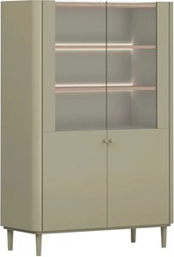 Vitrína Elivo 100 cm dvojdverová na nožičkách - eukalyptus / dub baltic dune