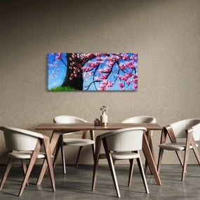 Obraz maľované rozkvitnuté čerešne (120x50 cm)