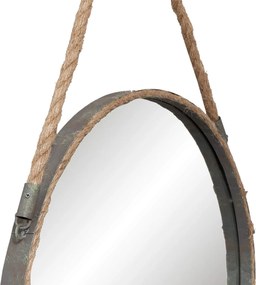 Okrúhle kovové zrkadlo s povrazom - Ø 47 * 3cm