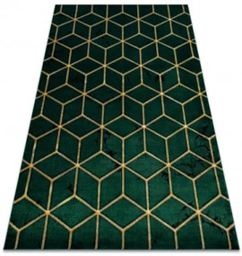 Koberec EMERALD exkluzívny 1014 glamour, styl kocka fľaškovo zelený / zlatý