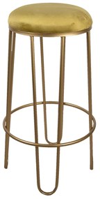 Zlatá kovová barová stolička so zlatým sedákom - Ø 41 * 74 cm