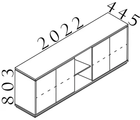 Nízka skriňa Creator 202,2 x 44,5 x 80,3 cm, biela / antracit