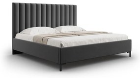 Tmavosivá čalúnená dvojlôžková posteľ s úložným priestorom s roštom 160x200 cm Casey – Mazzini Beds