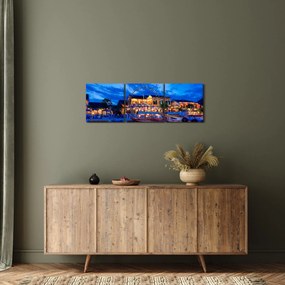 Obraz nočného mesta Hoi An, Vietnam (s hodinami) (90x30 cm)