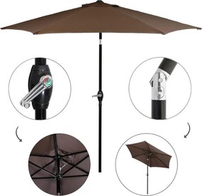 Skladací záhradný slnečník 260 cm – hnedý GU0023