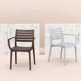 ARTEMIS záhradná stolička s podrúčkami silver grey